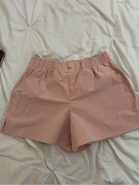 ALO Yoga Pink Pinstripe High-Rise Athletic Shorts
